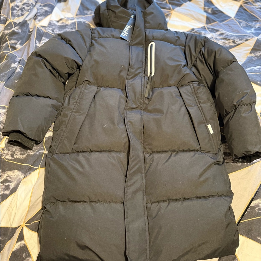 Kids Mid Length Puffer Coat Black